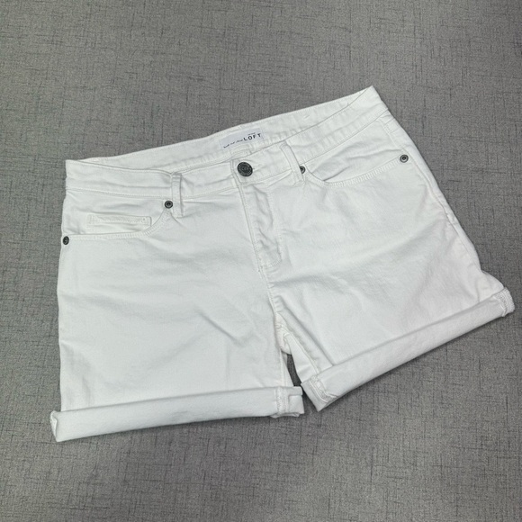 Loft White Denim Roll Cuff Jean Shorts Size 2 - Picture 4 of 10